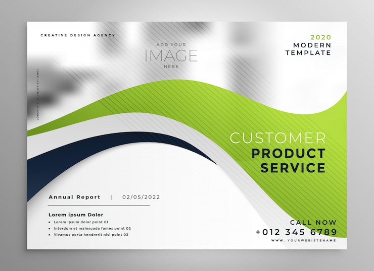 Vettore gratuito modello di progettazione brochure elegante onda verde