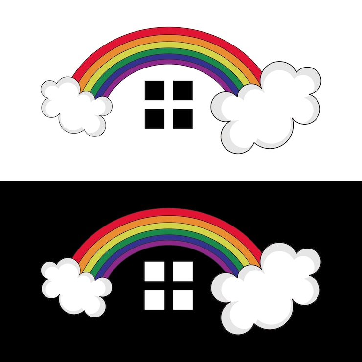 Vettore gratuito modello di progettazione del logo arcobaleno domestico