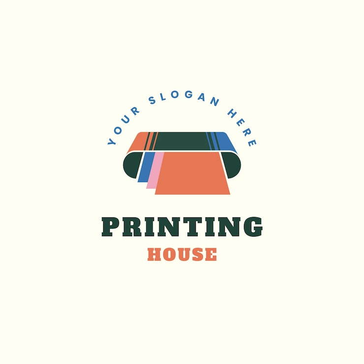 Vettore gratuito modello di progettazione del logo della casa di stampa design piatto