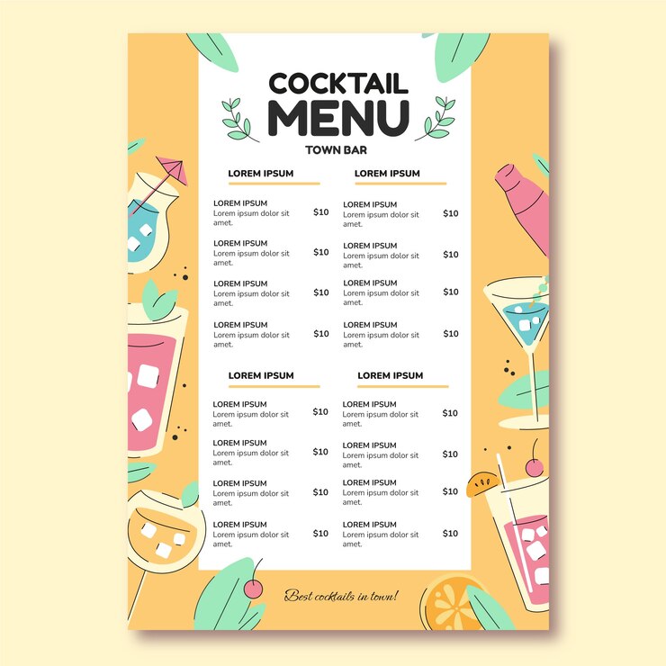 Vettore gratuito modello di progettazione del menu del cibo dal design piatto