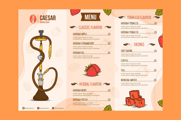 Modello di progettazione del menu del narghilè