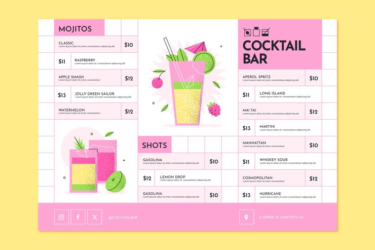 Vettore gratuito modello di progettazione del menu della barra