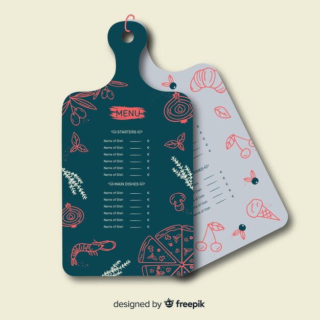 Modello di progettazione del menu per il ristorante