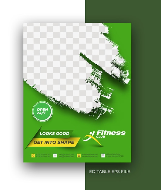 Modello di progettazione del poster del volantino dell'opuscolo A4 del fitness club.