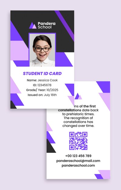 Modello di progettazione della carta d'identità studentesca