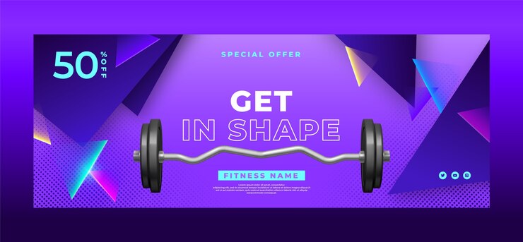 Vettore gratuito modello di progettazione della copertina di facebook del centro fitness