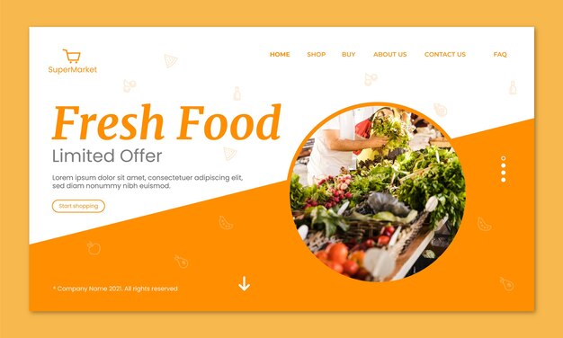 Modello di progettazione della pagina di destinazione del supermercato