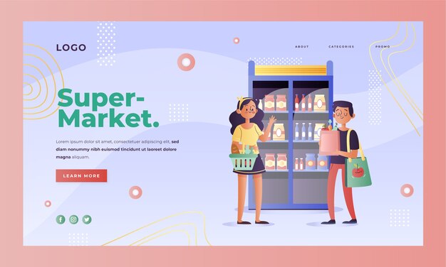 Modello di progettazione della pagina di destinazione del supermercato