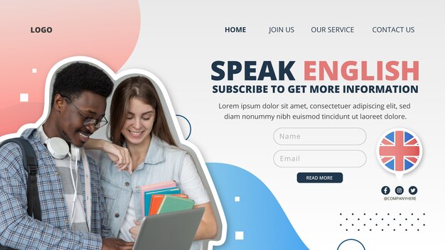 Modello di progettazione della pagina di destinazione della scuola inglese