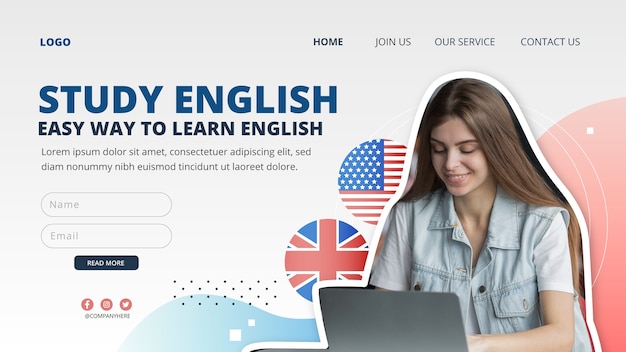 Modello di progettazione della pagina di destinazione della scuola inglese