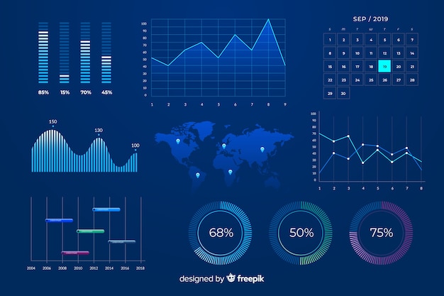 Modello di progettazione di grafici di marketing blu