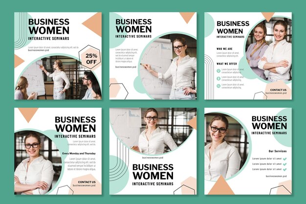 Modello di progettazione di post di instagram della donna di affari
