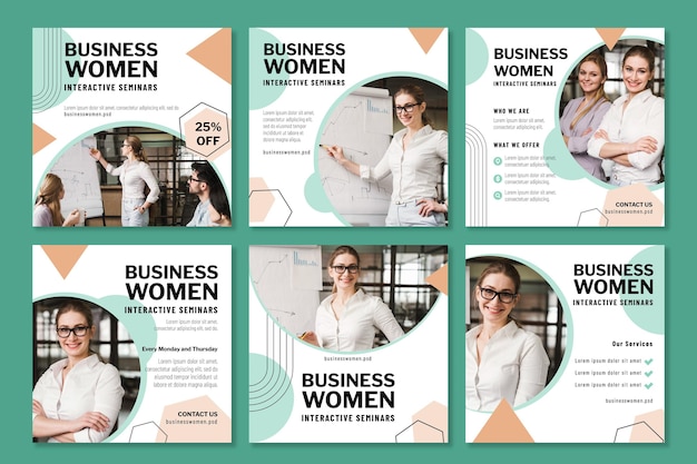 Modello di progettazione di post di instagram della donna di affari