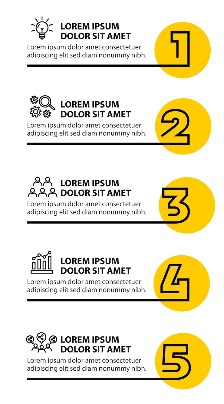 Vettore gratuito modello di progettazione di un diagramma di flusso infografico in 5 fasi