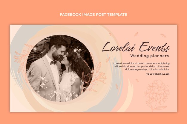 Modello di progettazione di wedding planner design piatto disegnato a mano