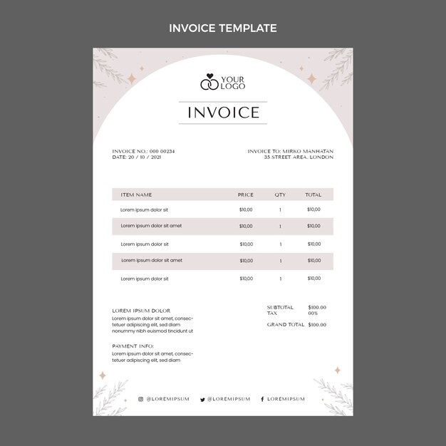 Modello di progettazione di wedding planner design piatto disegnato a mano