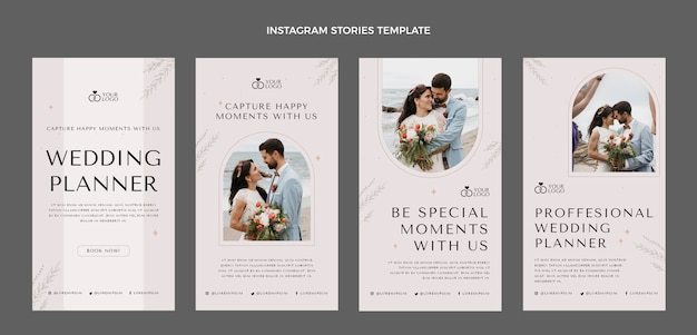 Modello di progettazione di wedding planner design piatto disegnato a mano