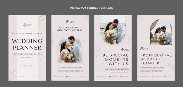 Modello di progettazione di wedding planner design piatto disegnato a mano