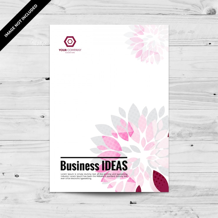 Vettore gratuito modello di progettazione flyer business con petali rosa e grigio