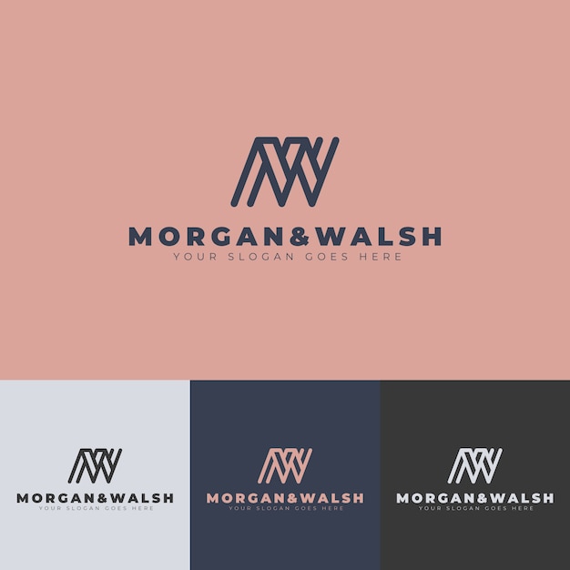 Modello di progettazione logo mw design piatto