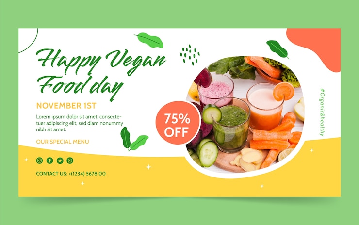 Vettore gratuito modello di promozione sui social media della giornata mondiale dei vegani