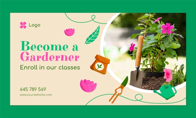 Modello di promozione sui social media di giardinaggio e coltivazione