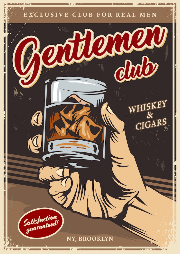 Vettore gratuito modello di pubblicità club vintage signori