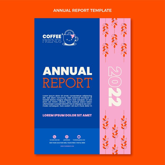 Modello di rapporto annuale minimo piatto per caffetteria