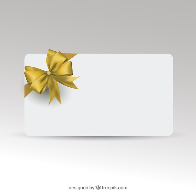 Modello di scheda del regalo con nastro dorato