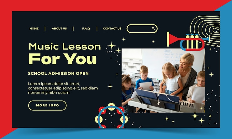 Vettore gratuito modello di scuola di musica design piatto