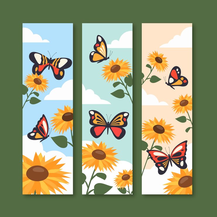 Vettore gratuito modello di segnalibro design piatto disegnato a mano