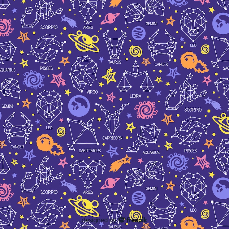 Vettore gratuito modello di segni zodiacali disegnati a mano