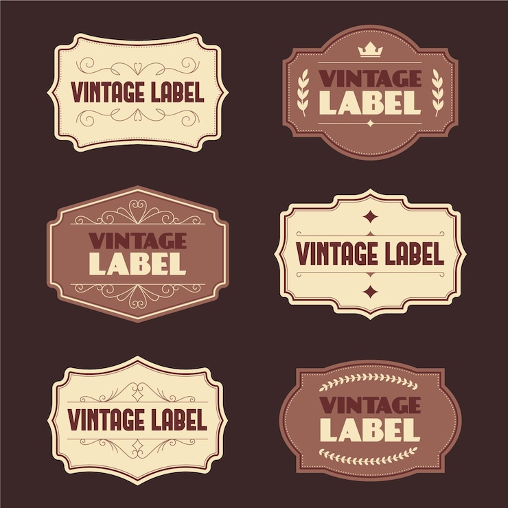 Vettore gratuito modello di set di etichette vintage stile carta
