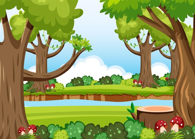 Vettore gratuito modello di sfondo della foresta naturale