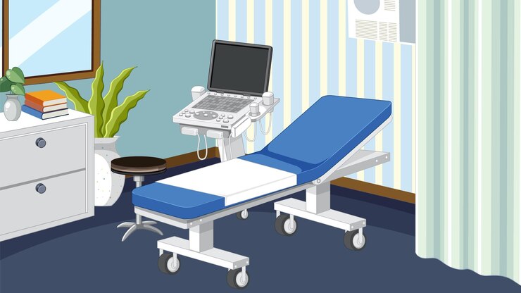 Vettore gratuito modello di stanza d'ospedale per l'ecografia della gravidanza