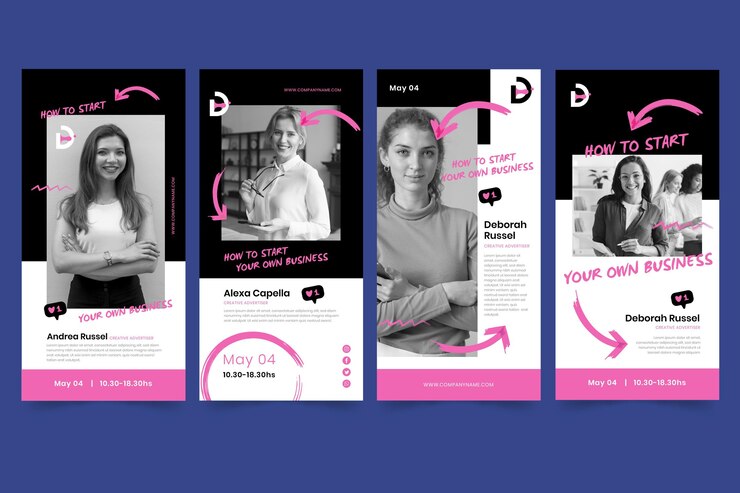 Vettore gratuito modello di storie di instagram aziendali di marketing