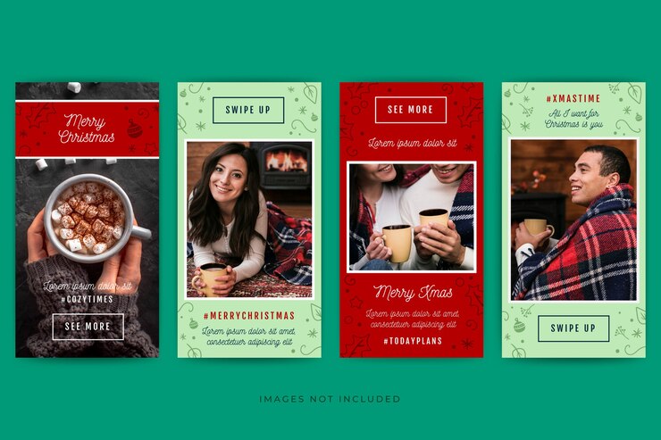 Vettore gratuito modello di storie di instagram di auguri di buon natale