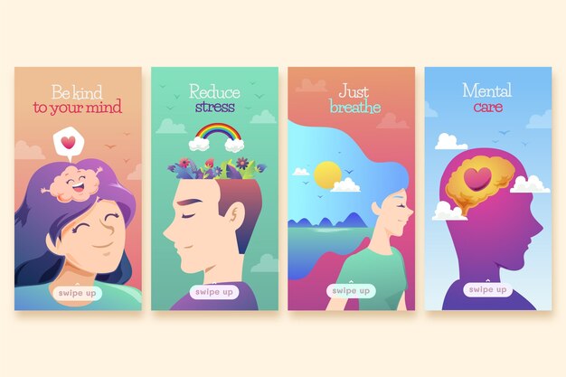 Modello di storie di instagram di salute mentale sfumata