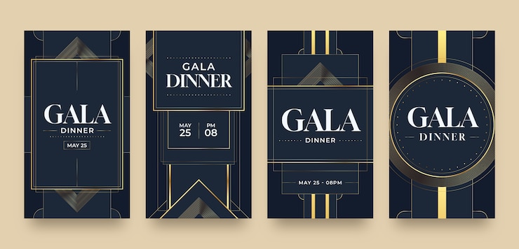 Vettore gratuito modello di storie di instagram per cene di gala di lusso