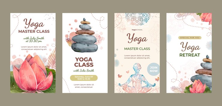 Vettore gratuito modello di storie di instagram per ritiri di yoga