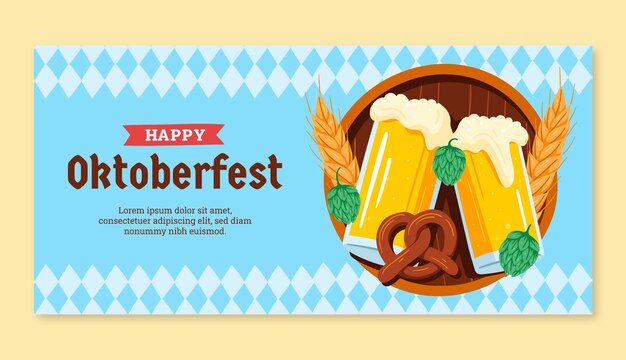 modello di striscione orizzontale disegnato a mano per la celebrazione della festa della birra Oktoberfest