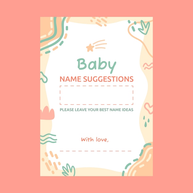 Modello di suggerimento per il nome della baby shower
