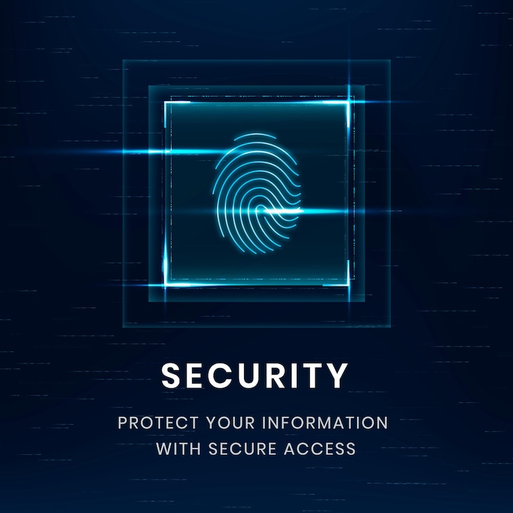 Vettore gratuito modello di tecnologia di sicurezza dei dati psd con scansione delle impronte digitali