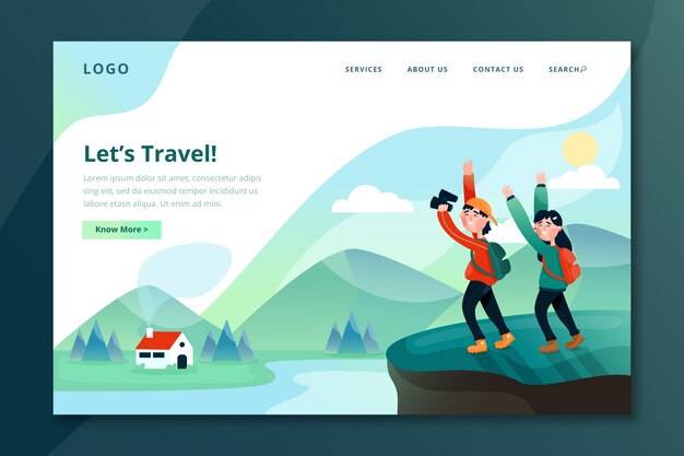 Modello di viaggio della pagina di destinazione