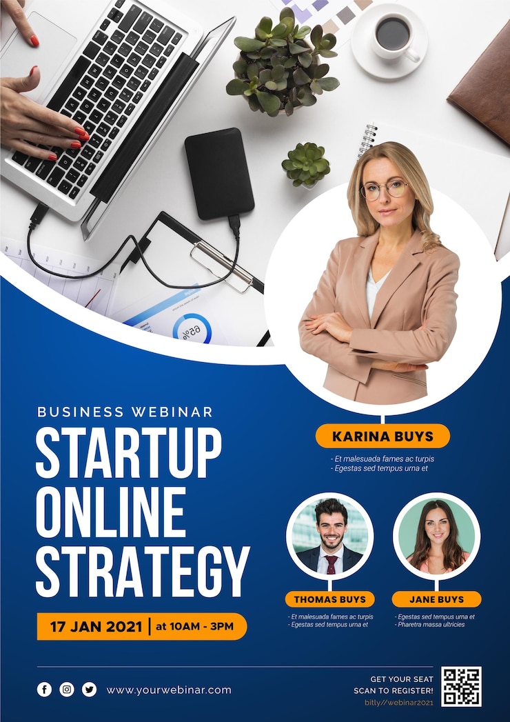 Vettore gratuito modello di volantini webinar