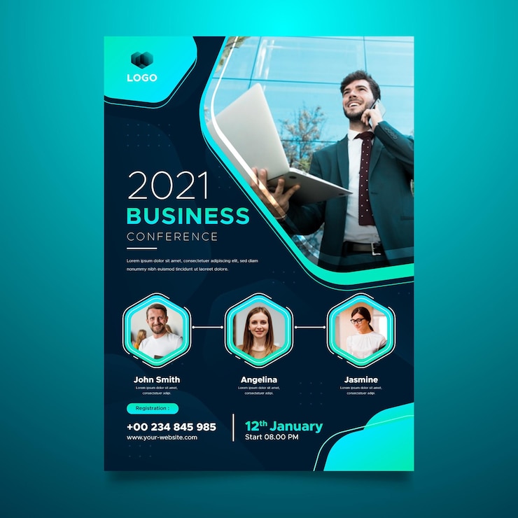 Vettore gratuito modello di volantini webinar