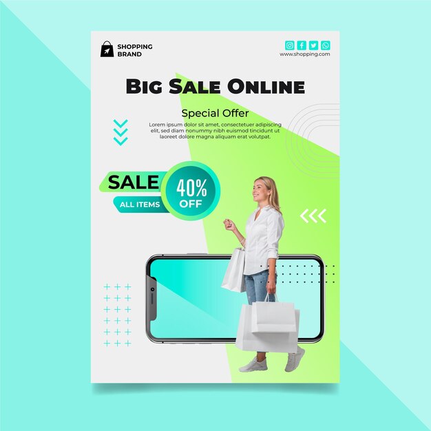 Modello di volantino dello shopping online