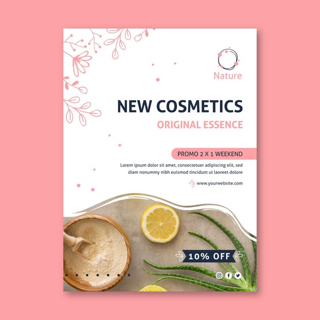 Modello di volantino di cosmetici naturali essenza originale