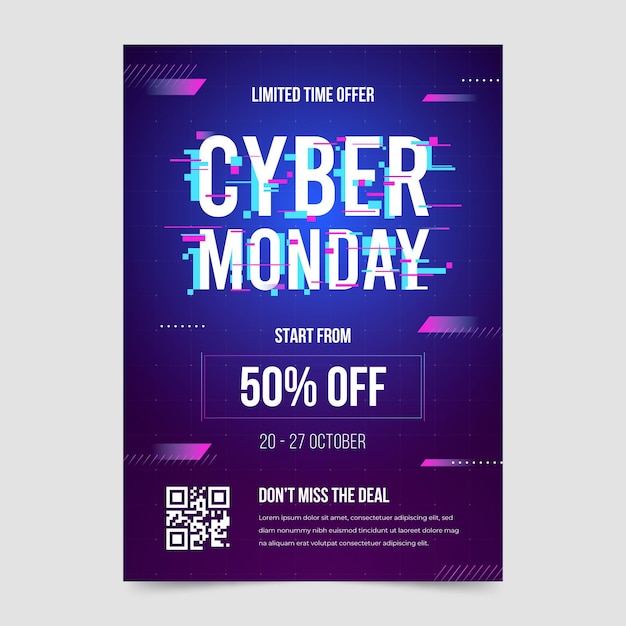 Modello di volantino di glitch cyber lunedì