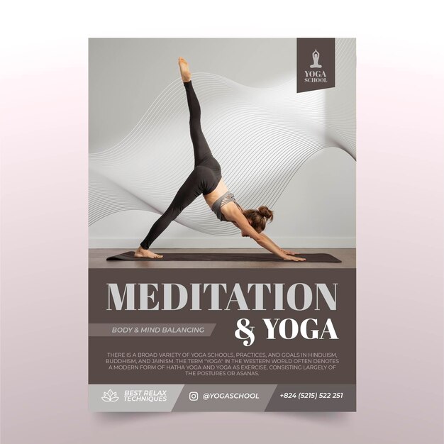 Modello di volantino di meditazione e yoga